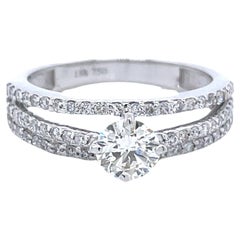GIA Certified Round Diamond Cts 0.55 with Three Row Split Shank Engagement Ring