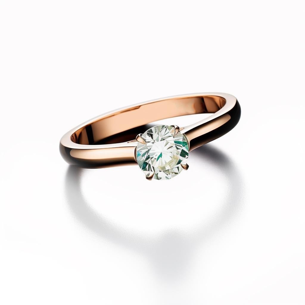 Round Cut GIA Certified Round Diamond Eighteen Karat Yellow Gold Engagement Ring For Sale