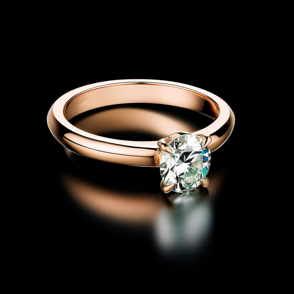 GIA Certified Round Diamond Eighteen Karat Yellow Gold Engagement Ring  For Sale 1