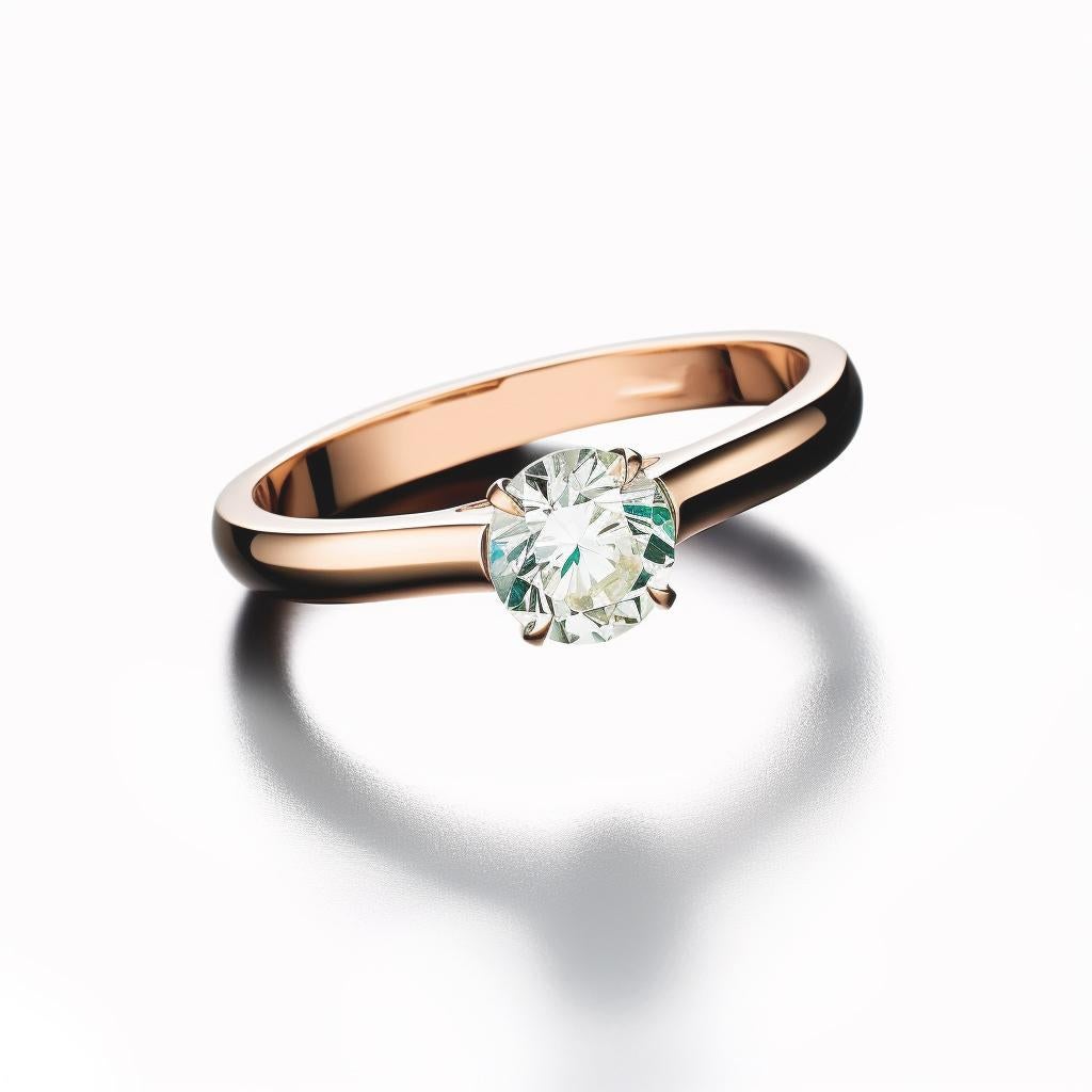 GIA Certified Round Diamond Eighteen Karat Yellow Gold Engagement Ring For Sale 2