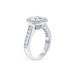 GIA Certified 1.00 Carat Round Cut Diamond Halo Antique Style Engagement Ring