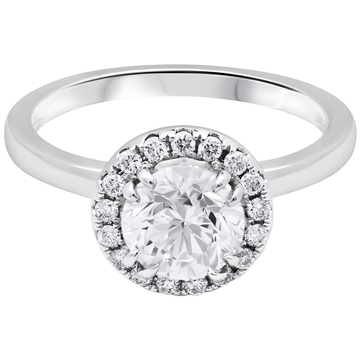 GIA Certified Round Diamond Halo Engagement Ring