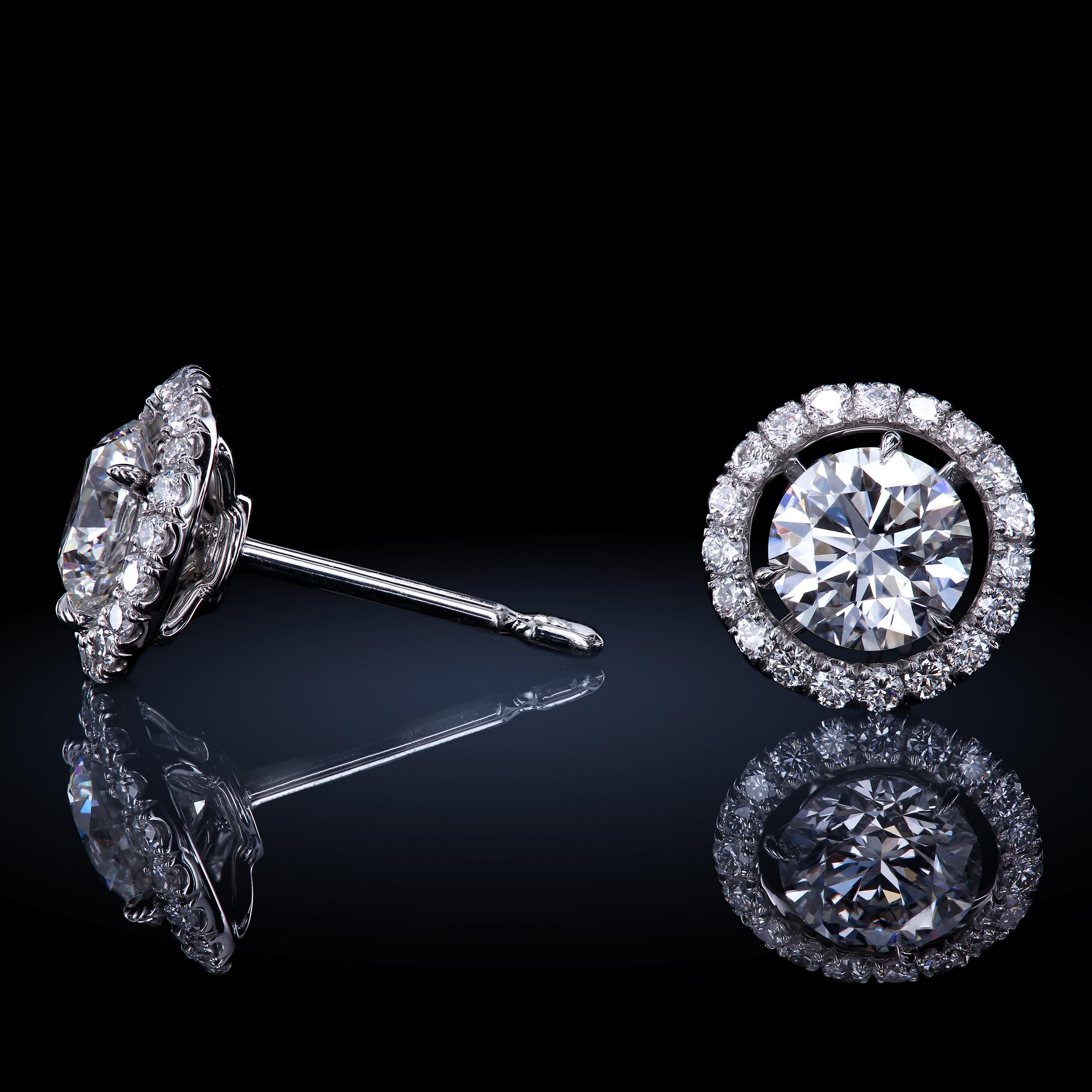 Contemporary Leon Mege GIA-Cert Round Diamond Martini Studs with Removable Micro Pave Jackets