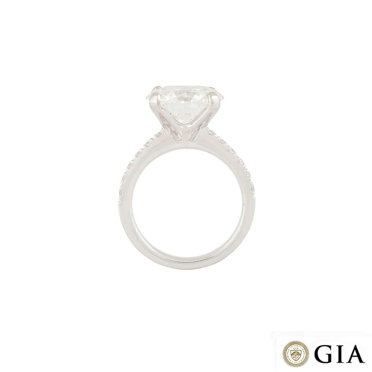 Round Cut GIA Certified Round Diamond Platinum Solitaire Engagement Ring 5.02 Carat For Sale