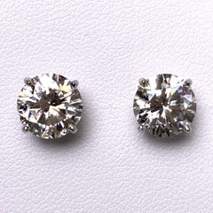 GIA Certified Round Diamond Solitaire Diamond Earrings 4.12 Carat Total Weight