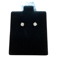 Boucles d'oreilles en or blanc 18 K, diamant naturel rond certifié GIA