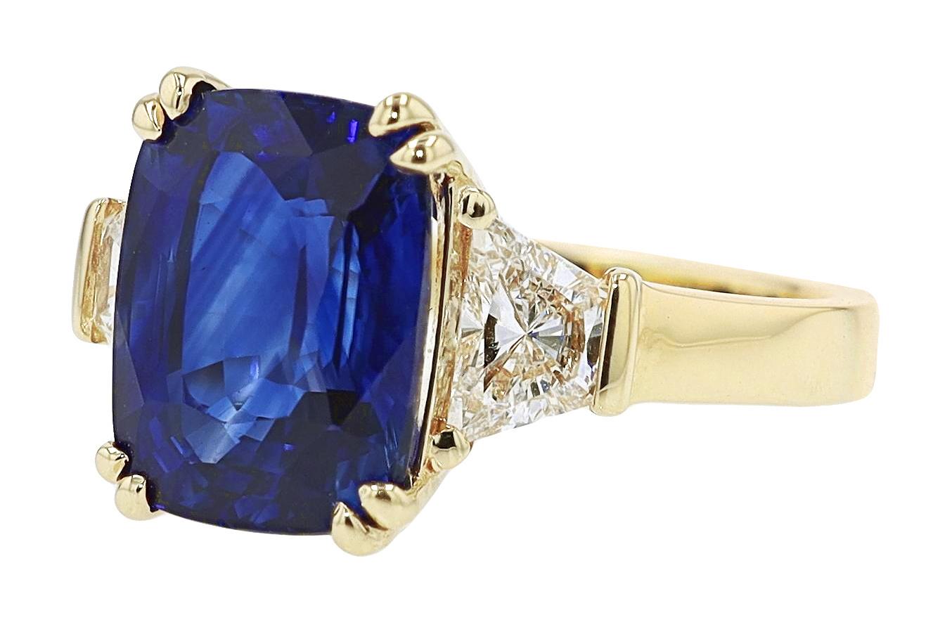 Verlobungsring mit GIA-zertifiziertem königsblauem 5 Karat Saphir im Zustand „Hervorragend“ in Santa Barbara, CA