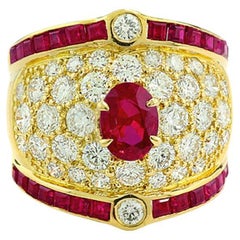 GIA certified Ruby 1.04 Carat Diamond 2.35 Ct Ring 18 Karat Yellow Gold