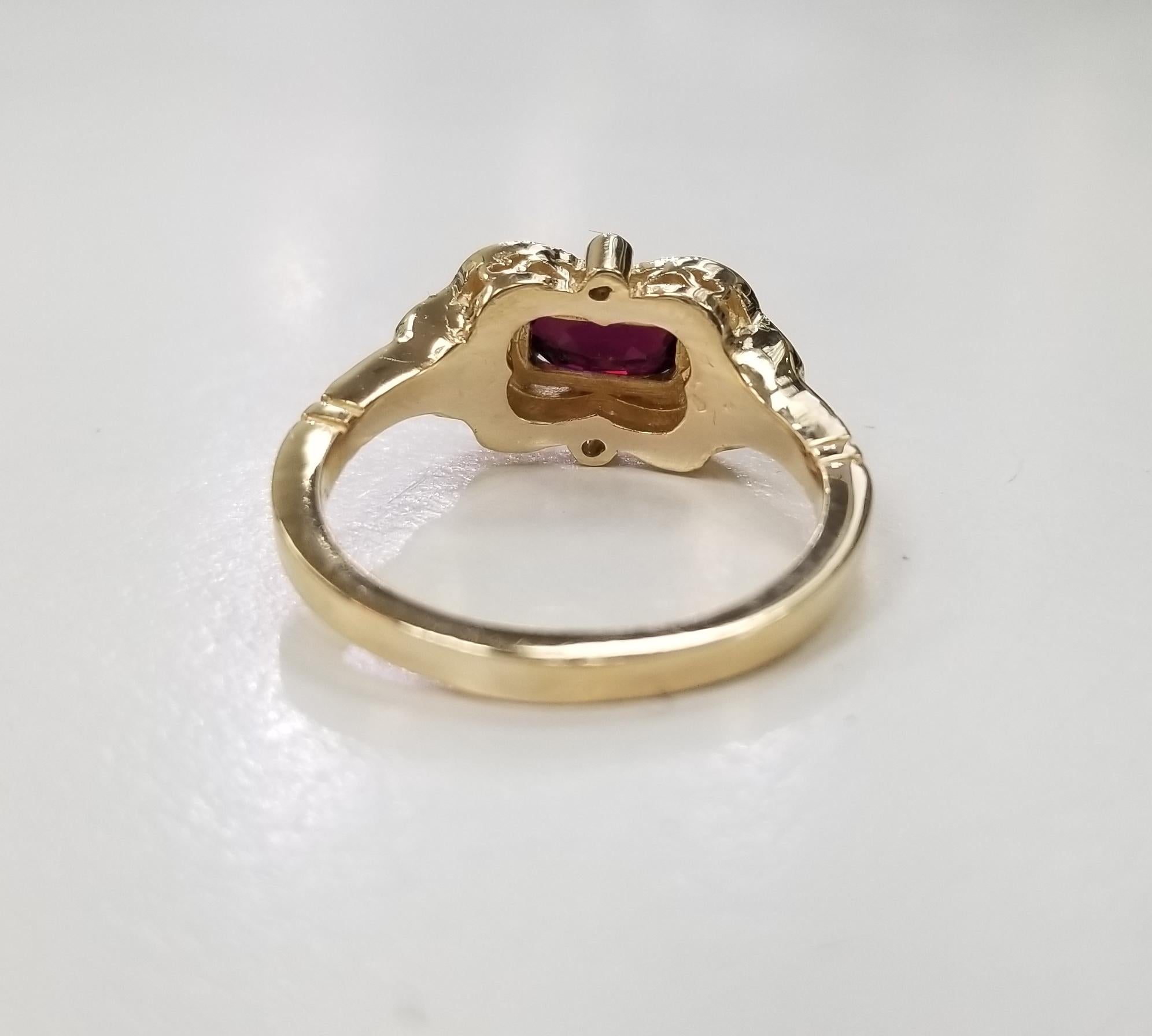 Women's or Men's GIA Certified Ruby 14 Karat Art Deco Style Ruby and Diamond Ring