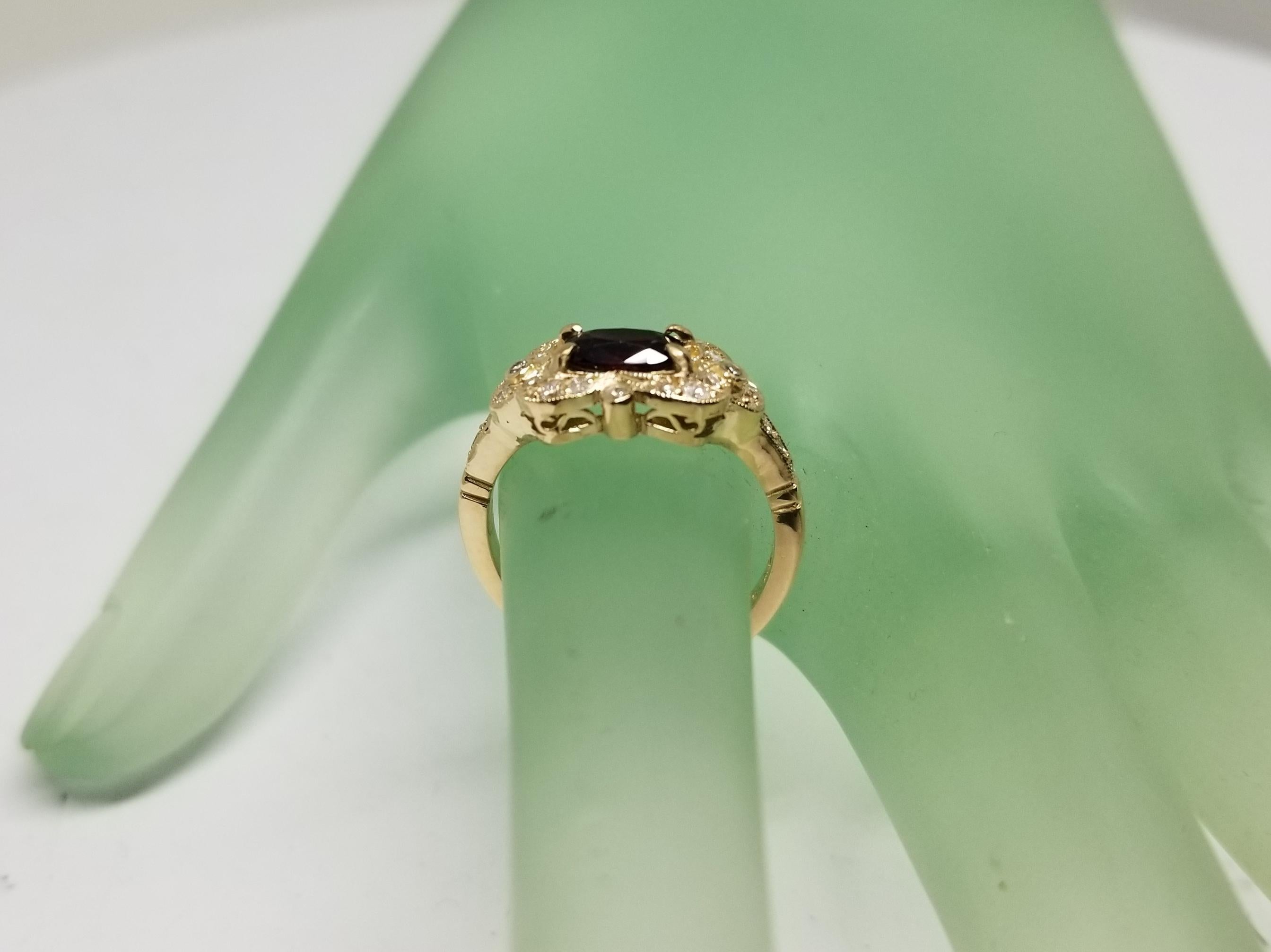 GIA-zertifizierter Rubin-Ring aus 14 Karat im Art-déco-Stil mit Rubin und Diamanten im Angebot 4