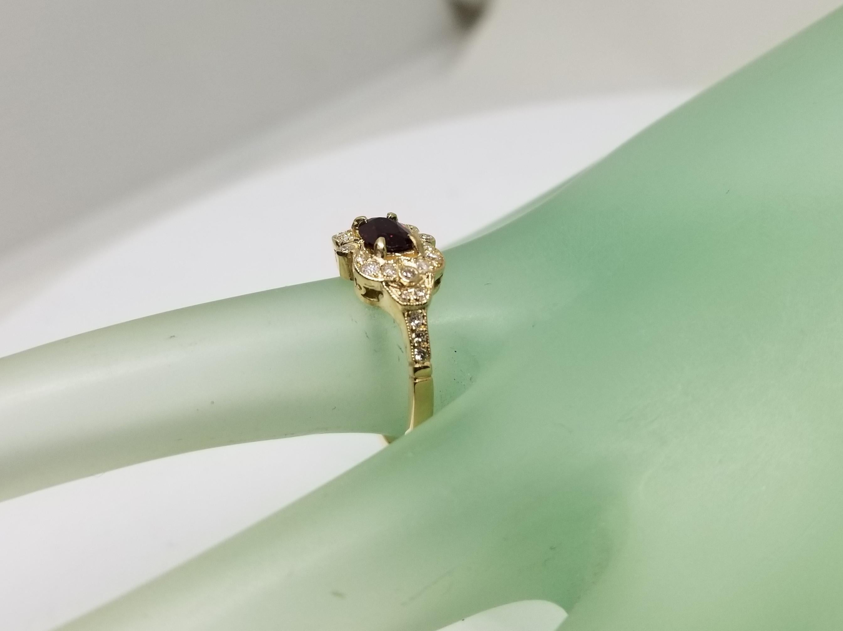 GIA-zertifizierter Rubin-Ring aus 14 Karat im Art-déco-Stil mit Rubin und Diamanten im Angebot 5