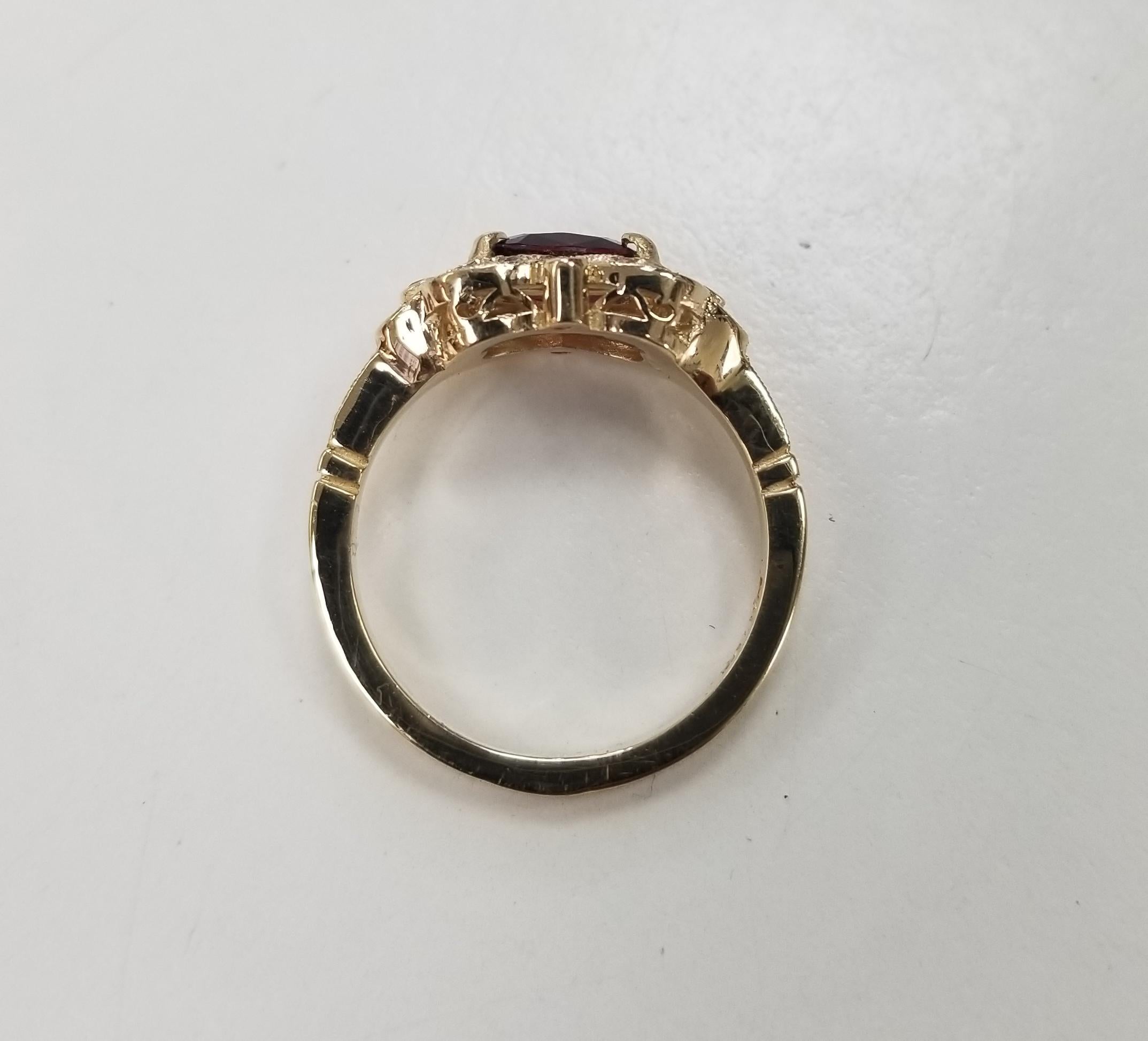GIA-zertifizierter Rubin-Ring aus 14 Karat im Art-déco-Stil mit Rubin und Diamanten im Angebot 1