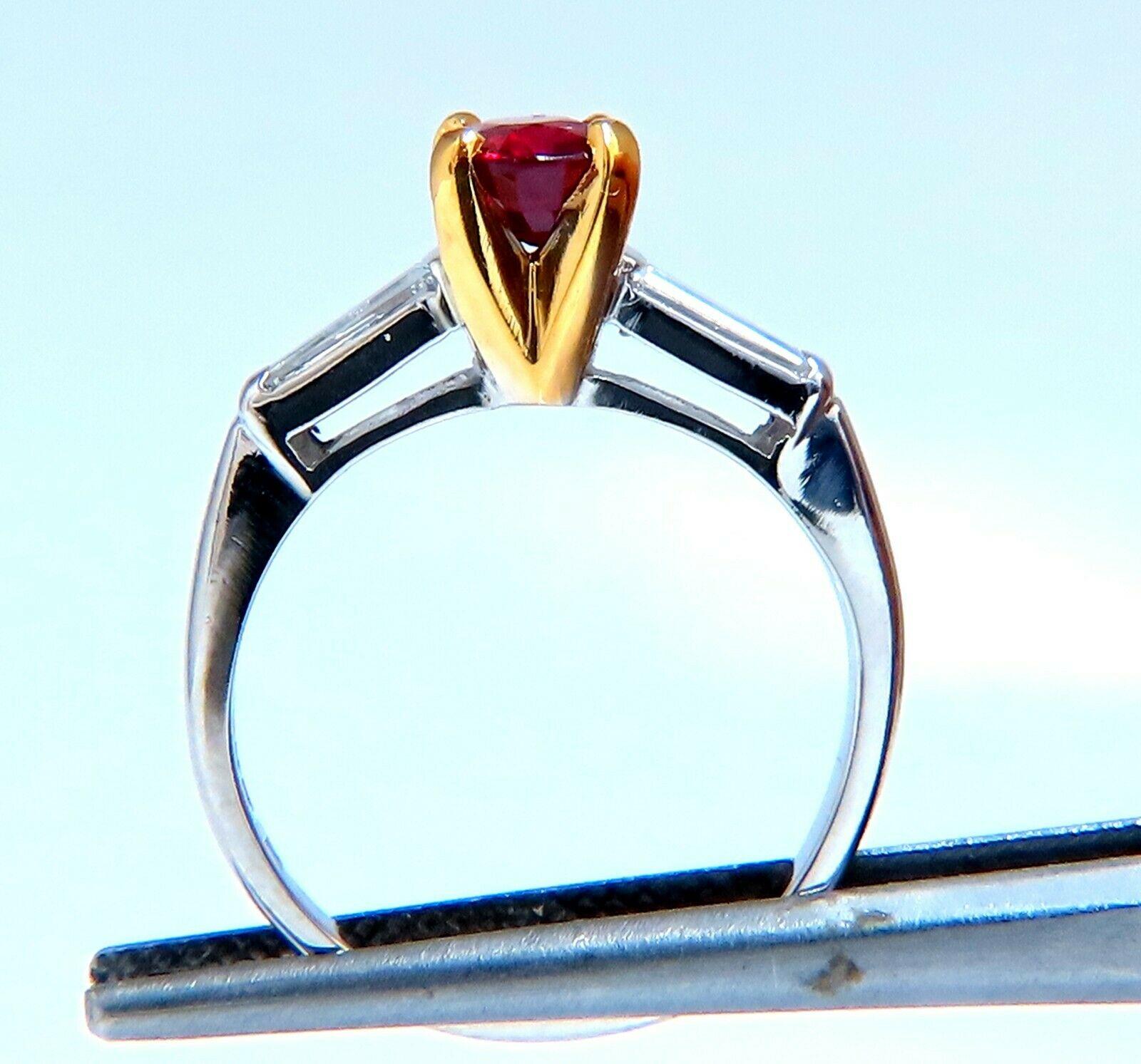 Oval Cut GIA Certified Ruby .99ct Diamond Ring Platinum Vivid Red Prime For Sale