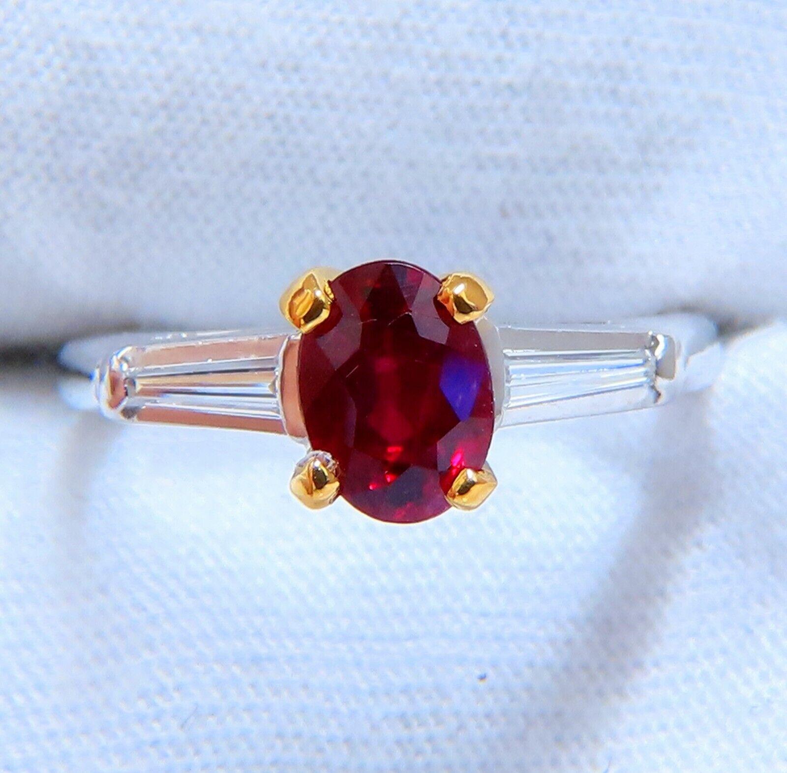 GIA Certified Ruby .99ct Diamond Ring Platinum Vivid Red Prime In New Condition For Sale In New York, NY