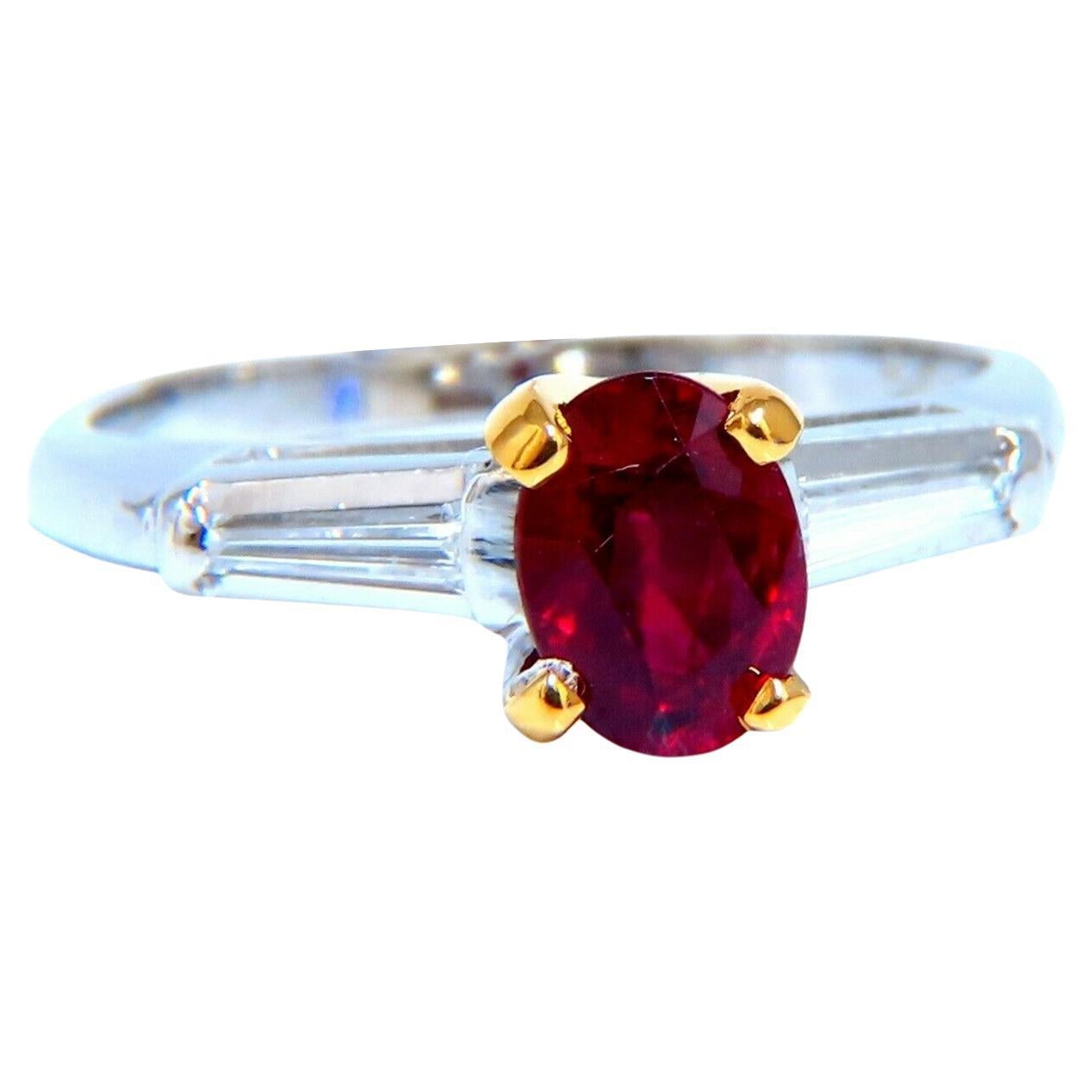 Rubí certificado por GIA Anillo de diamantes de 0,99 ct Platino Rojo Intenso de primera calidad