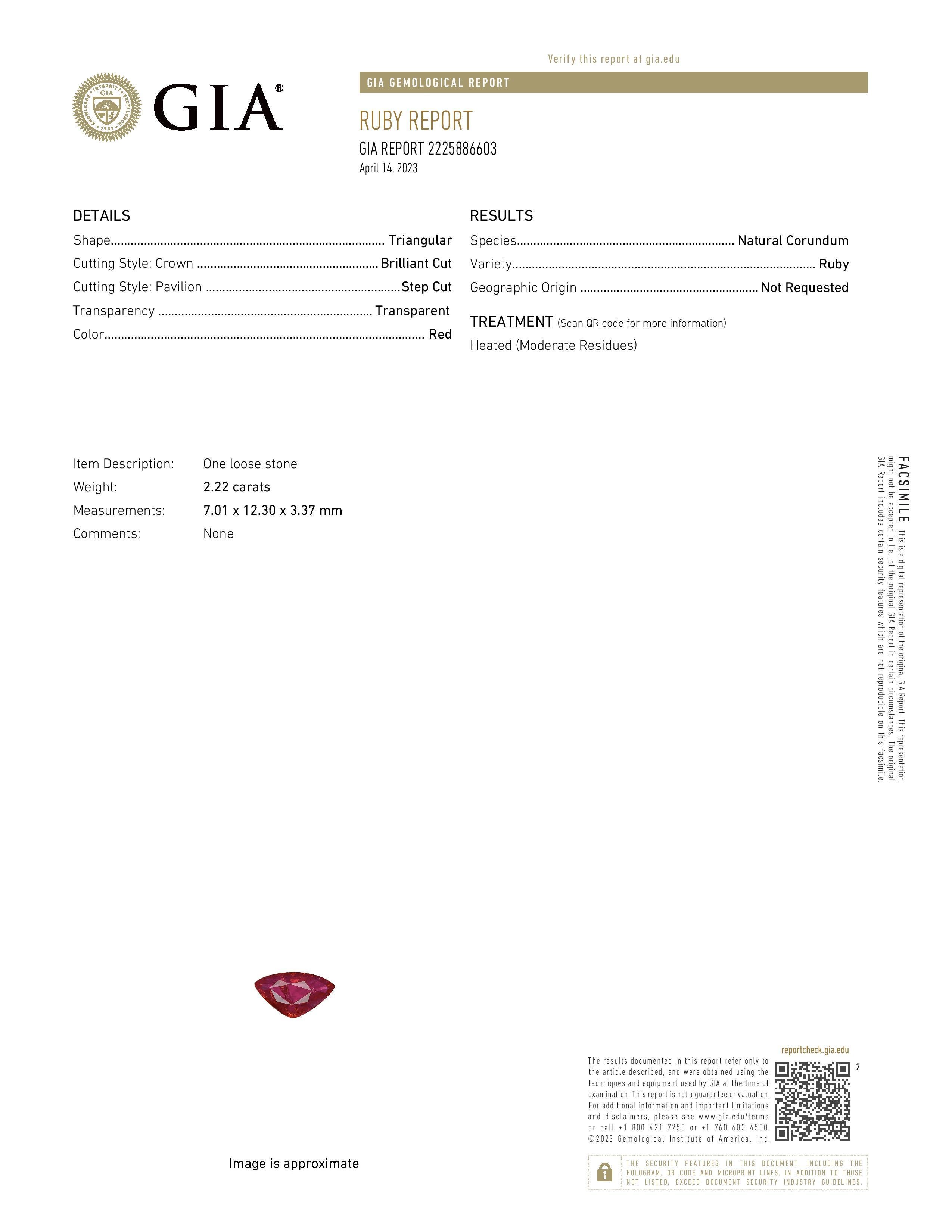 Mixed Cut GIA Certified Ruby and Diamond Diamond Toi Et Moi Ring in Platinum (Unique) For Sale
