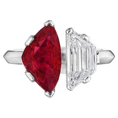 Anillo Toi Et Moi de Rubí y Diamante Certificado por el GIA en Platino (Único)
