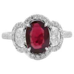 GIA Certified Ruby and Diamond Ring, 2.73 Carat