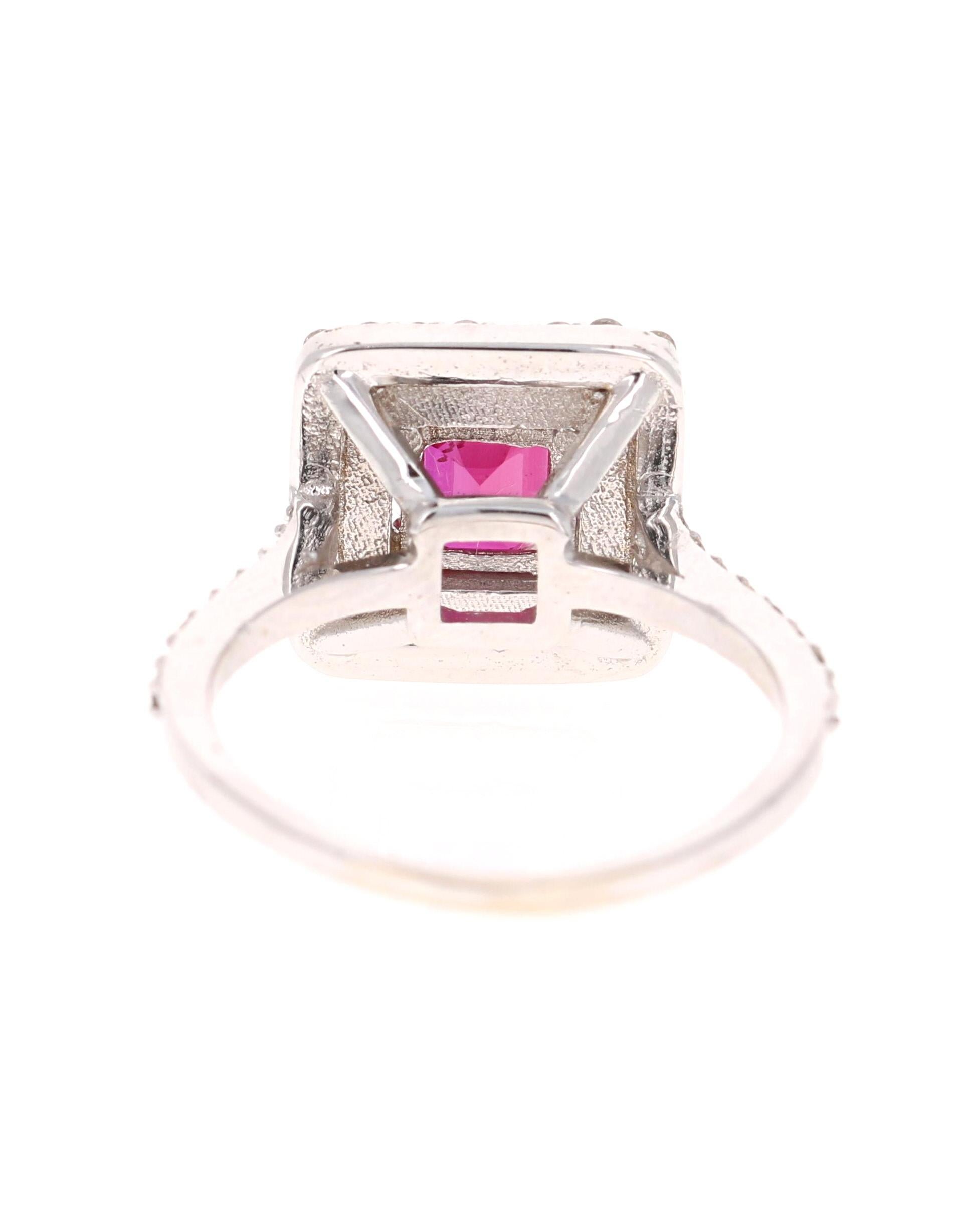 Contemporary GIA Certified 1.83 Carat Ruby Diamond 18 Karat White Gold Engagement Ring For Sale