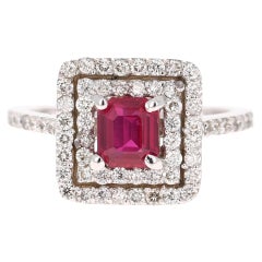 GIA Certified 1.83 Carat Ruby Diamond 18 Karat White Gold Engagement Ring