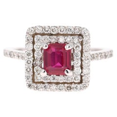 GIA Certified Ruby Diamond 18 Karat White Gold Engagement Ring