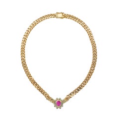 GIA Certified Ruby & Diamond Necklace In 18k