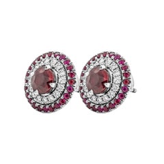 GIA Certified Ruby Halo Stud Earrings