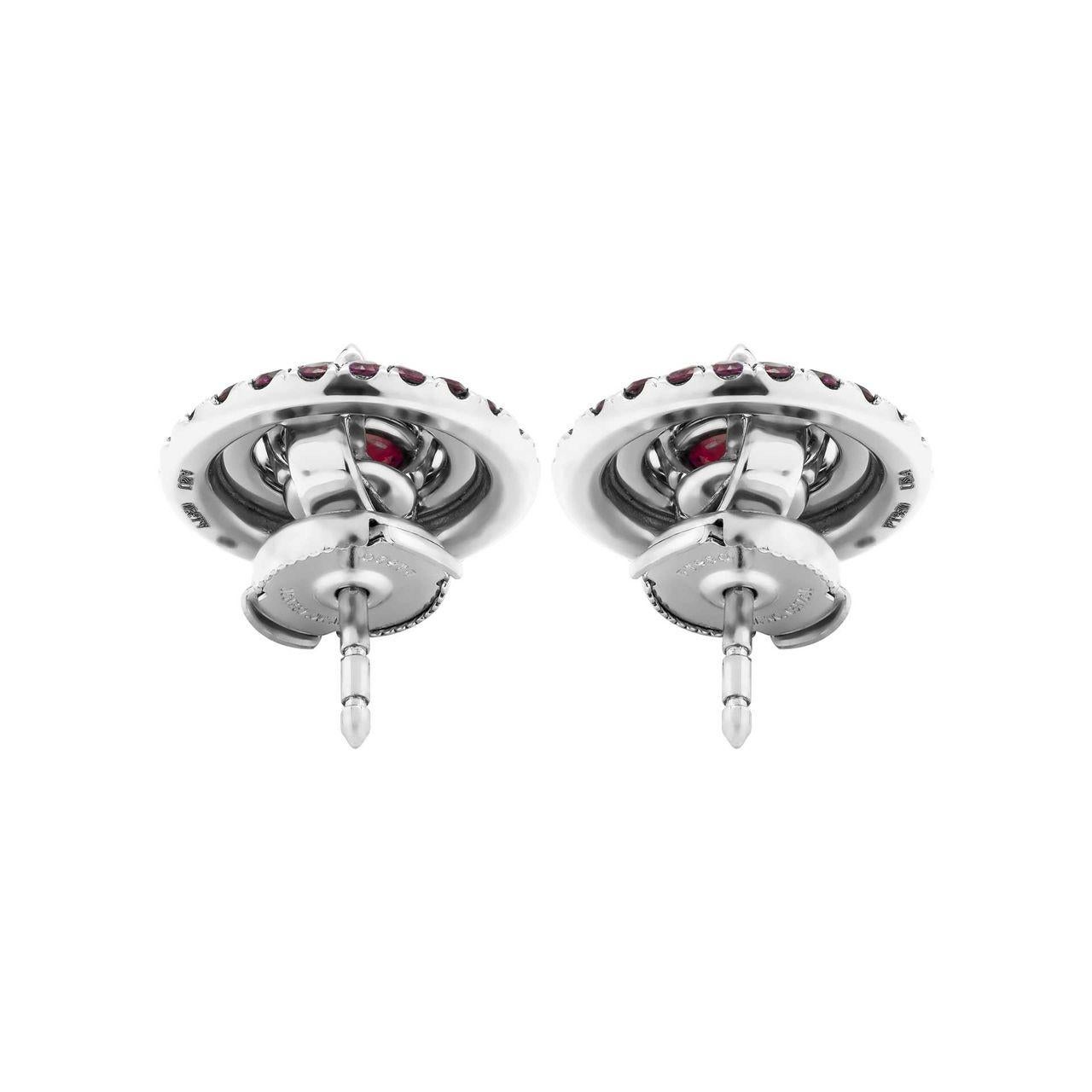 Round Cut GIA Certified Ruby Halo Stud Earrings For Sale