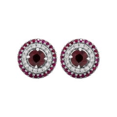 GIA Certified Ruby Halo Stud Earrings