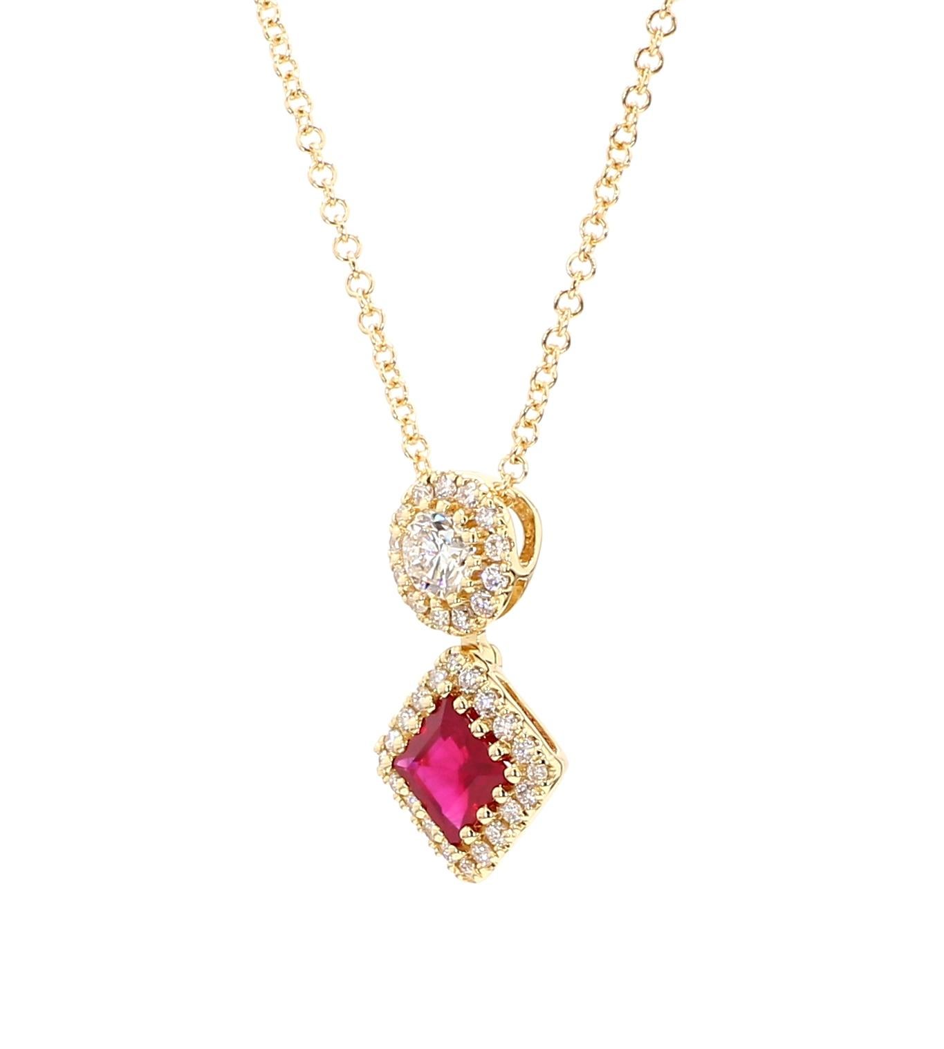 GIA Certified Ruby Pendant 0.80 carats Burma Pigeon Blood Vivid Red 18K Gold Pour femmes en vente