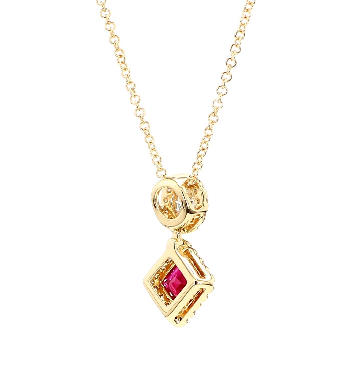 GIA Certified Ruby Pendant 0.80 carats Burma Pigeon Blood Vivid Red 18K Gold en vente 1