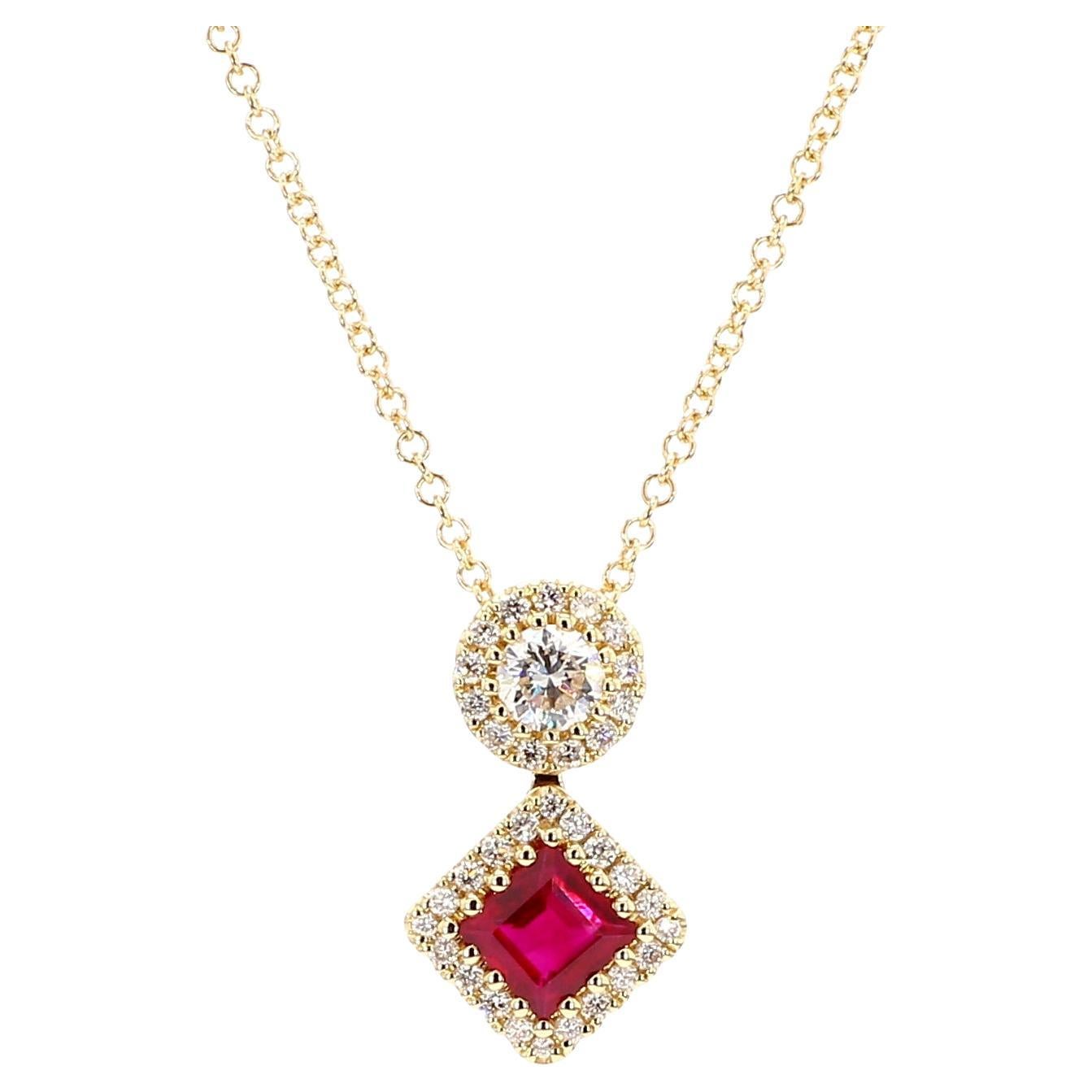GIA Certified Ruby Pendant 0.80 carats Burma Pigeon Blood Vivid Red 18K Gold
