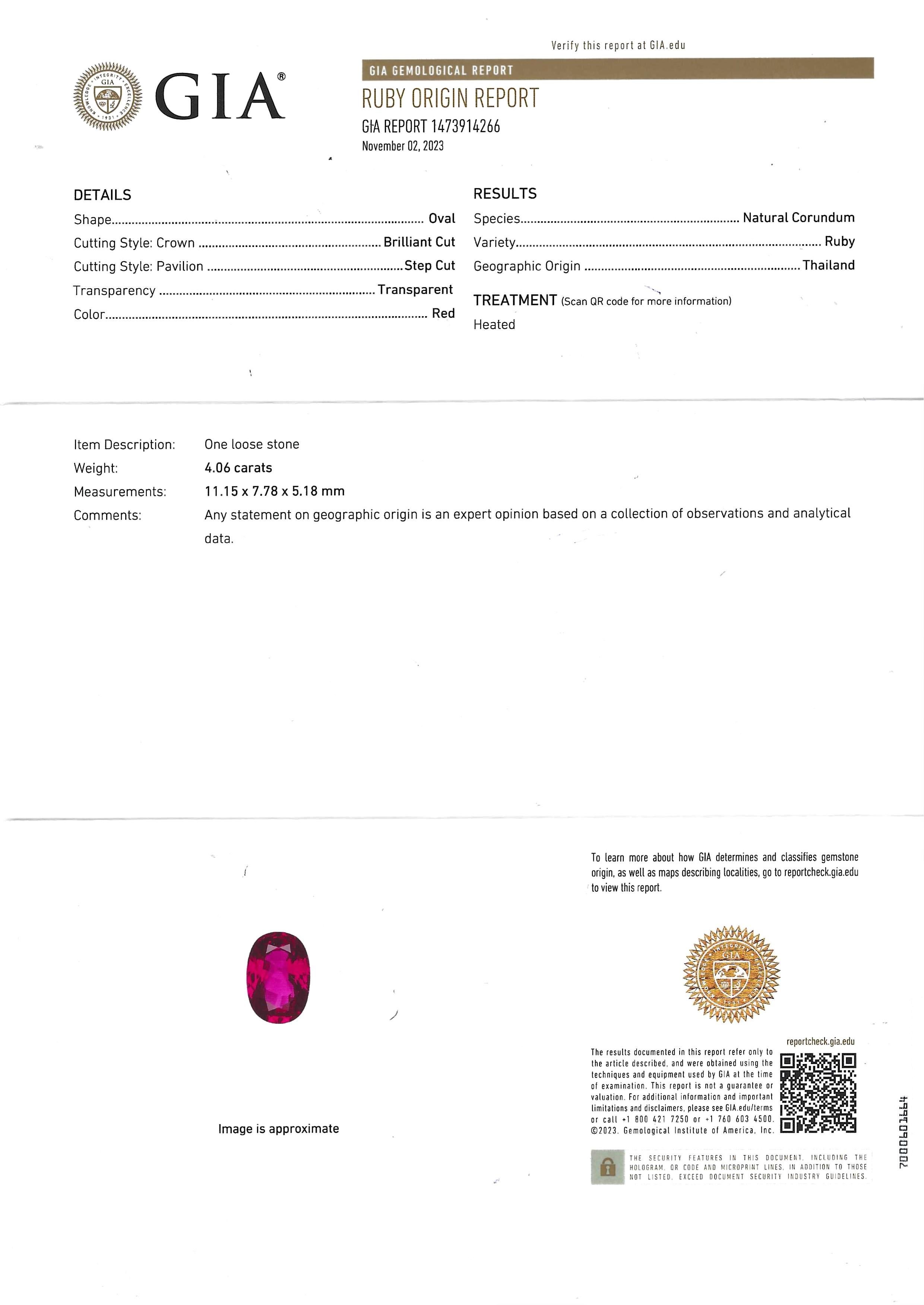 Anillo de Rubí Certificado GIA con Diamante engastado en Oro Blanco de 18K en venta 11