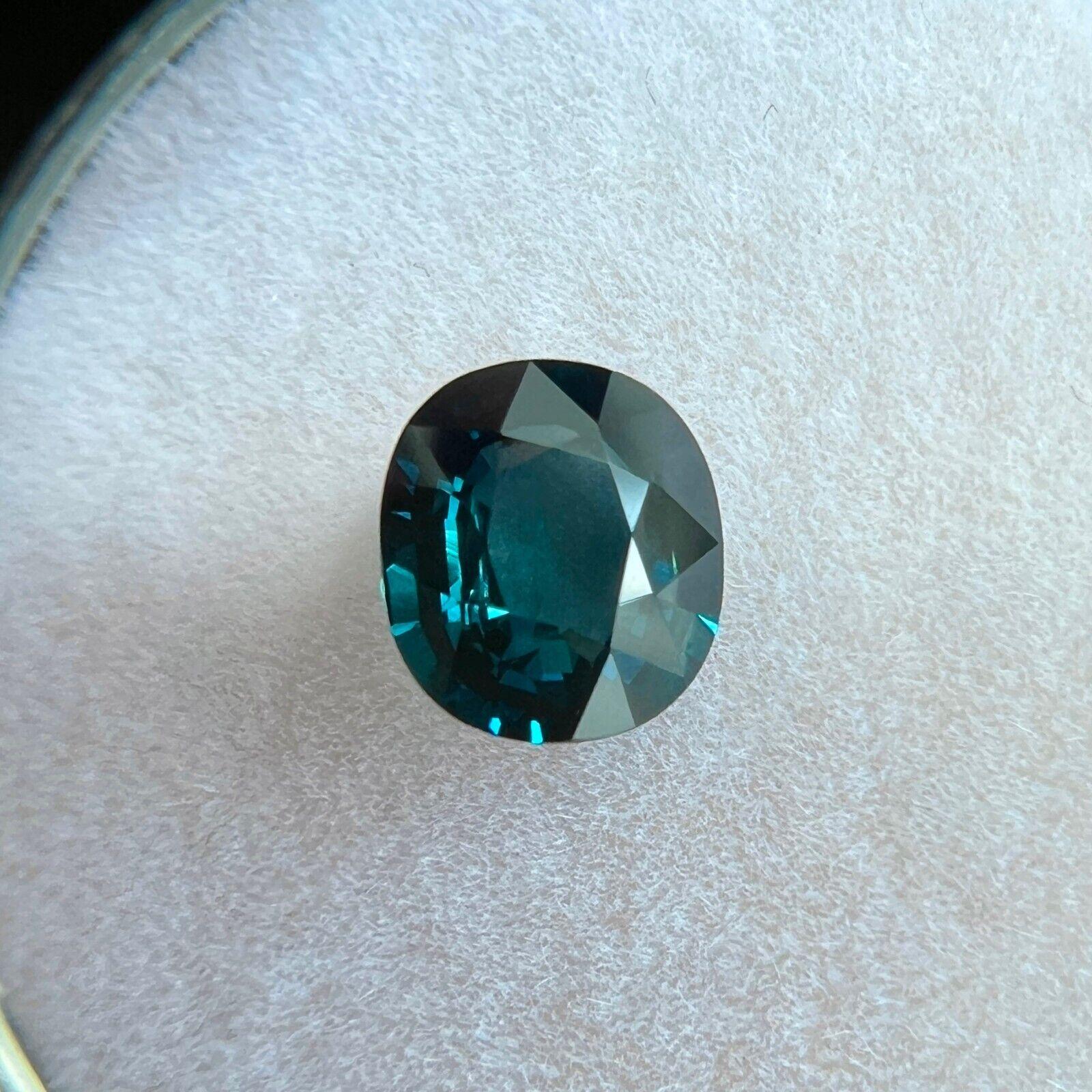 Gia Certified Sapphire 1.07ct Deep 'Lagoon' Green Blue Unheated Natural Oval Cut In New Condition In Birmingham, GB