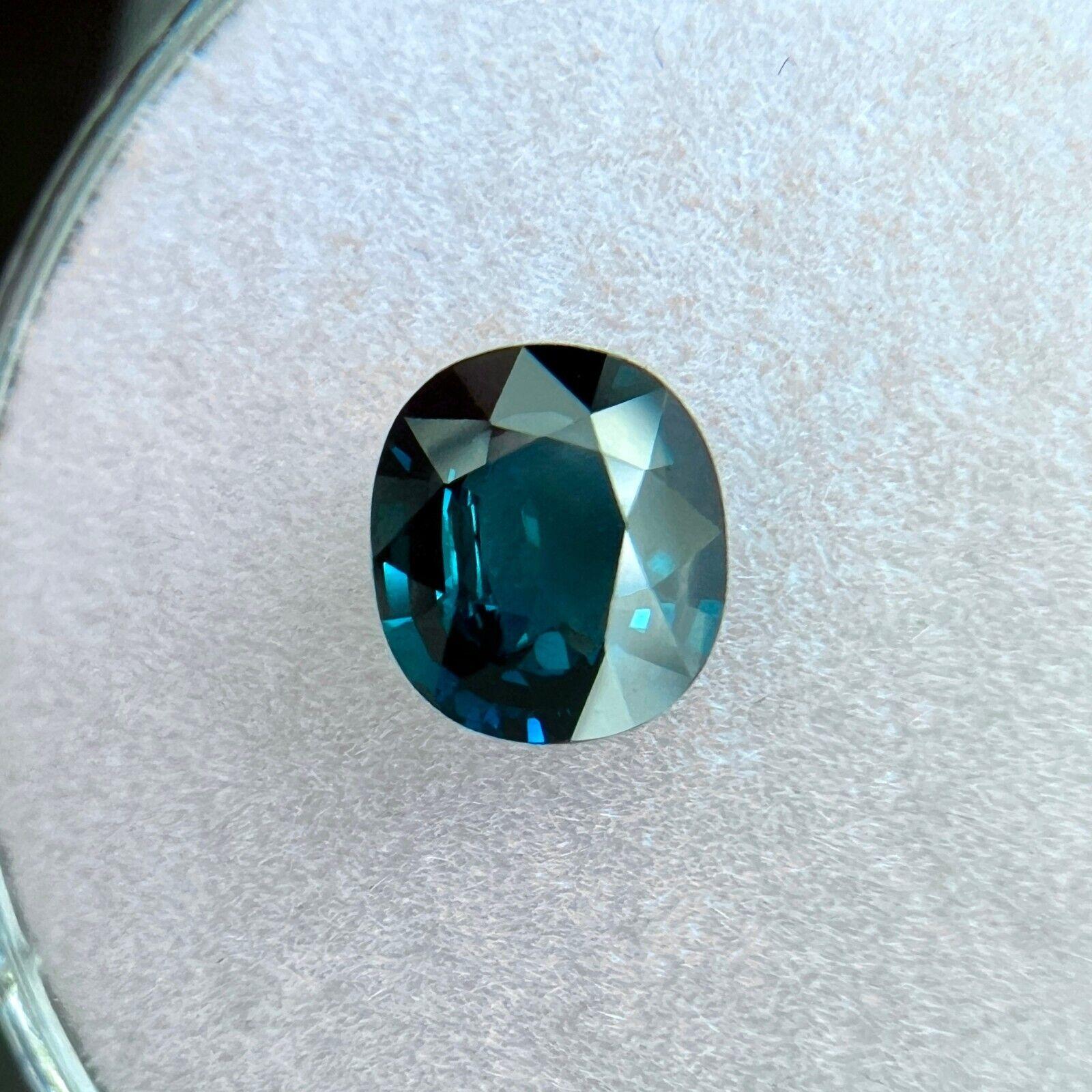 Women's or Men's Gia Certified Sapphire 1.07ct Deep 'Lagoon' Green Blue Unheated Natural Oval Cut