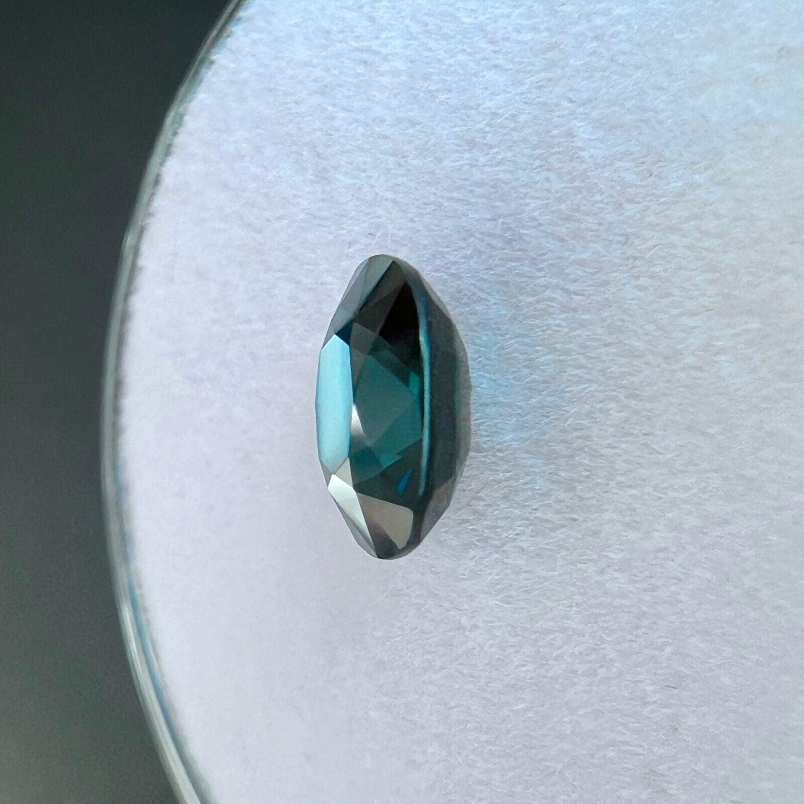 Gia Certified Sapphire 1.07ct Deep 'Lagoon' Green Blue Unheated Natural Oval Cut 3