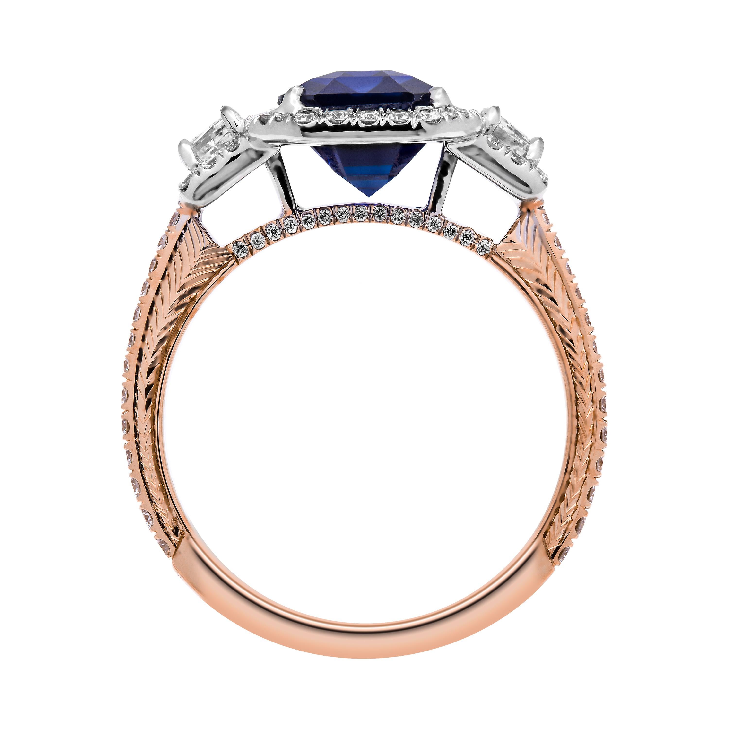 Modern GIA Certified Sapphire 3-Stone Ring