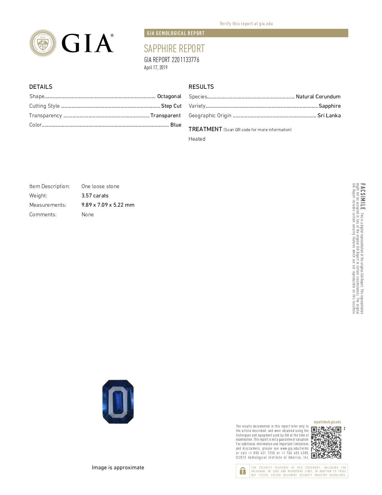 Emerald Cut GIA Certified Sapphire 3-Stone Ring