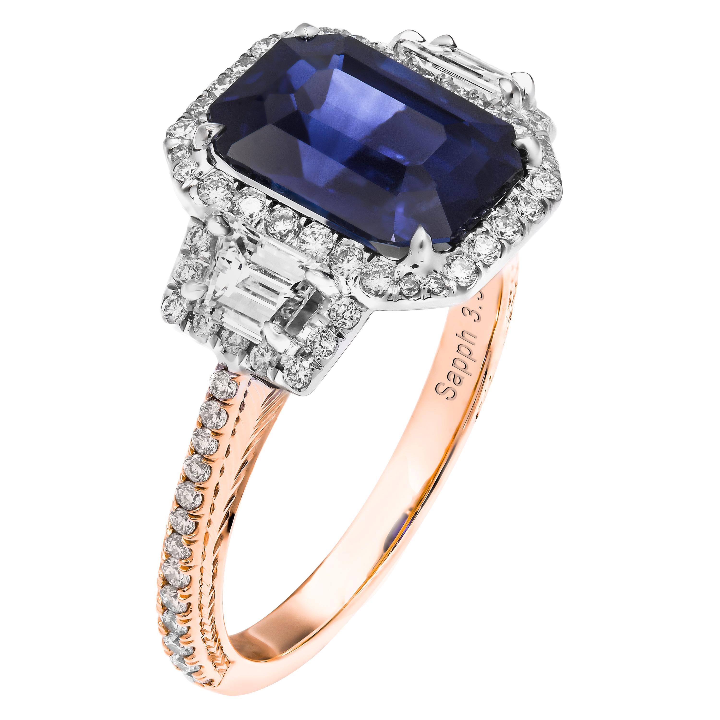 GIA Certified Sapphire 3-Stone Ring