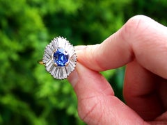 GIA Certified Sapphire and Diamond 18k Yellow Gold Ballerina Ring Circa 1970