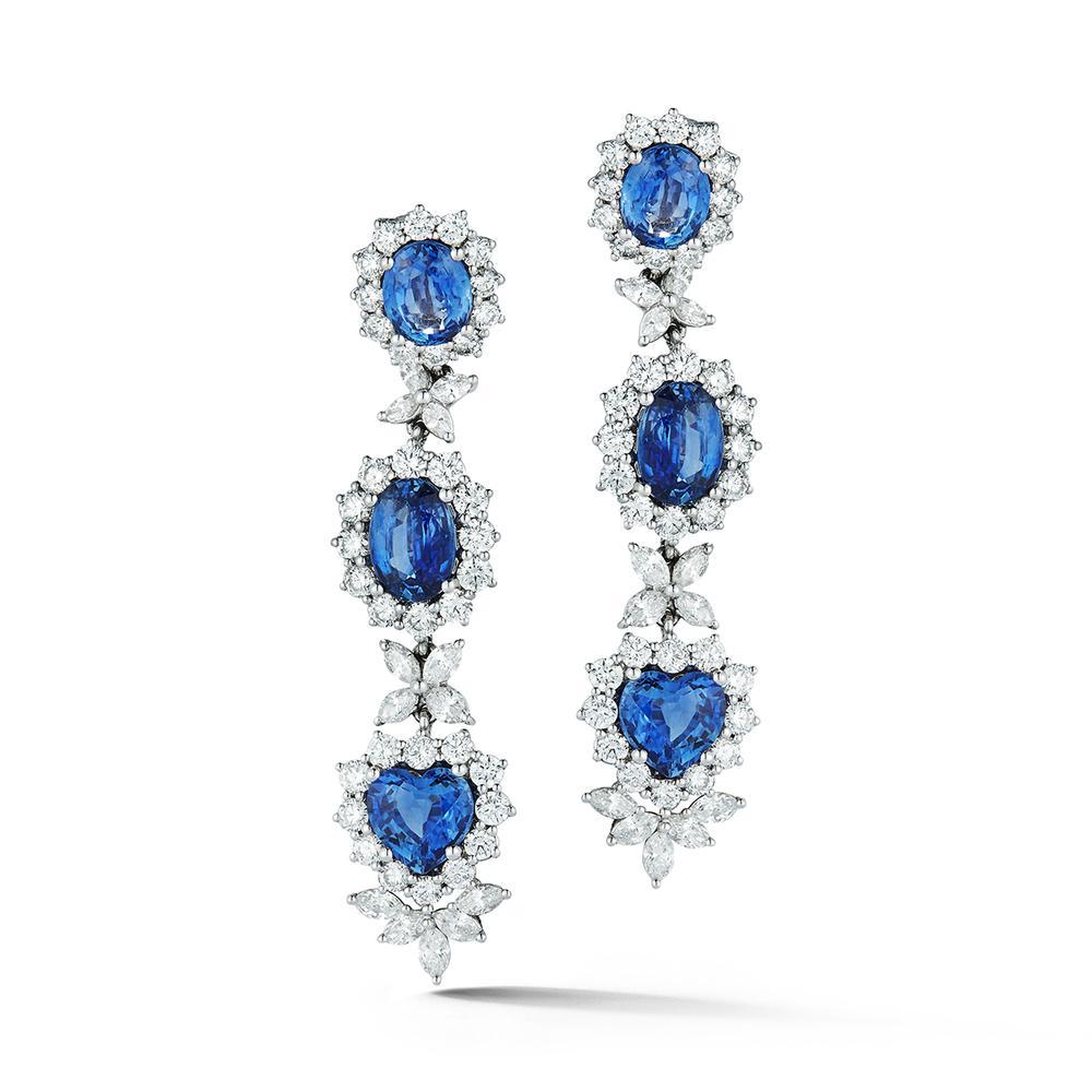 GIA Certified Sapphire and Diamond Earrings In Excellent Condition For Sale In Dania Beach, FL