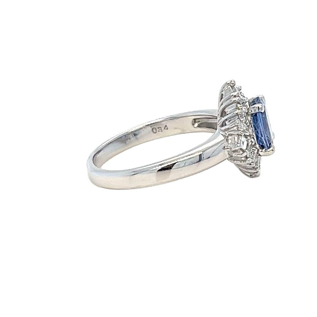 Oval Cut GIA Certified Sapphire and Diamond Halo Ballerina Ring For Sale
