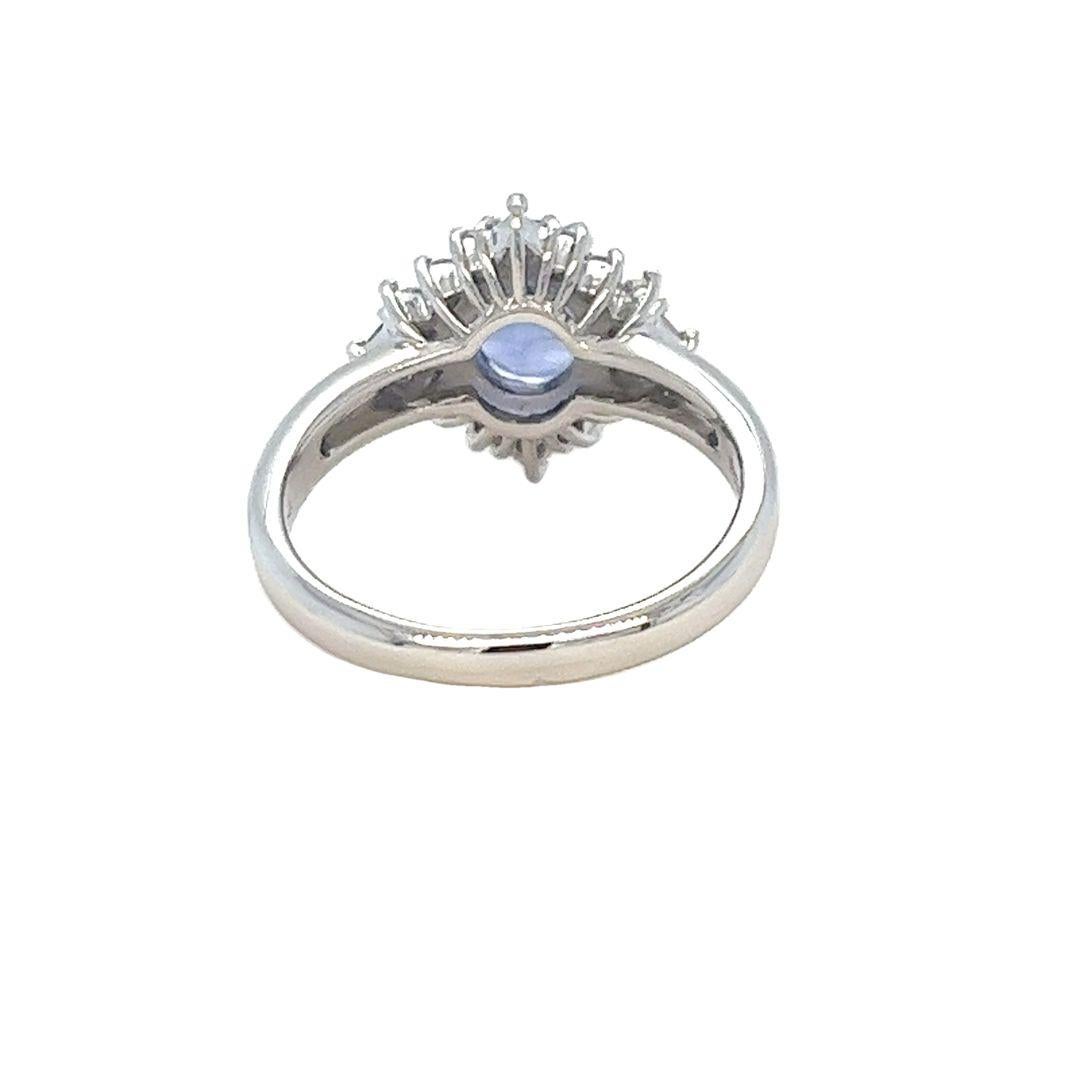GIA Certified Sapphire and Diamond Halo Ballerina Ring For Sale 1