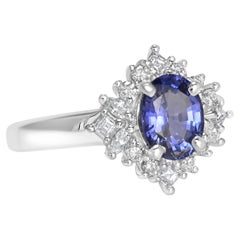 GIA Certified Sapphire and Diamond Halo Ballerina Ring