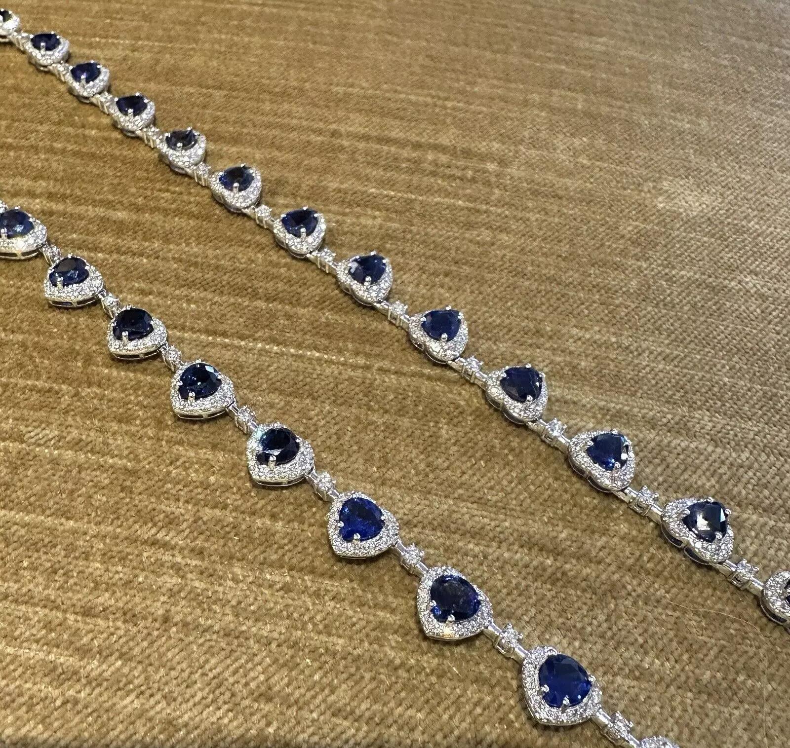 GIA Certified Sapphire and Diamond Necklace in White Gold 1