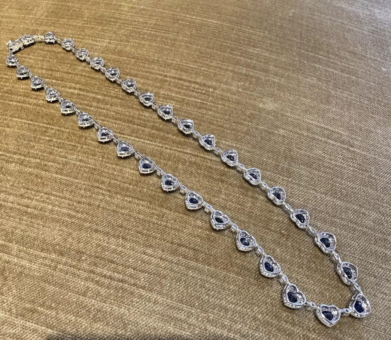 GIA Certified Sapphire and Diamond Necklace in White Gold 3