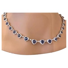 GIA Certified Sapphire and Diamond Necklace in White Gold