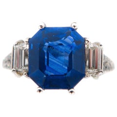 GIA Certified Sapphire and Diamond Platinum Ring