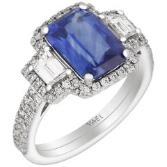 GIA Certified Sapphire Diamond and Platinum Ring