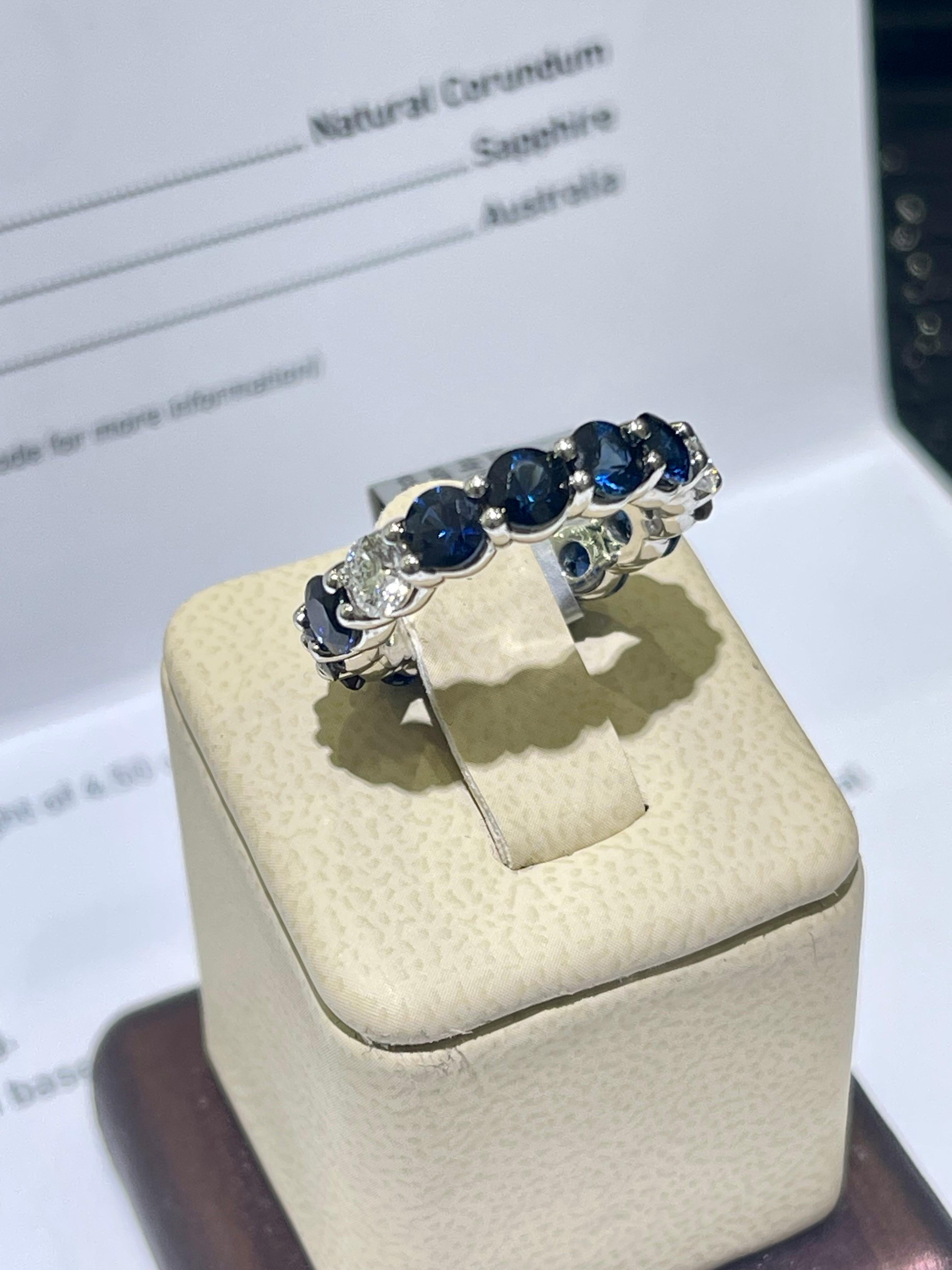 Taille ronde Bague saphir et diamant en platine certifiée GIA  en vente